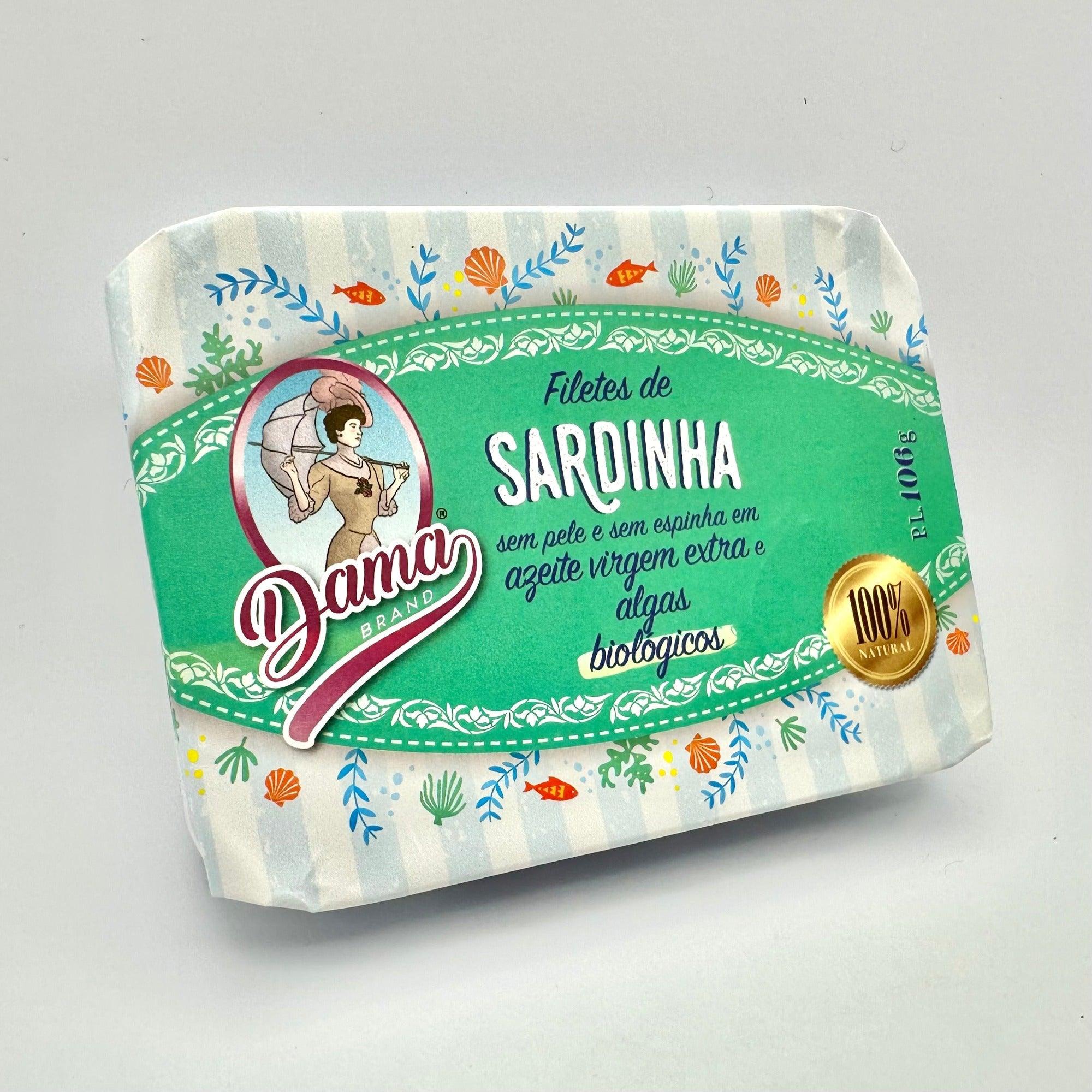 Sardine fillet in organic extra virgin olive oil with seaweed, skinless & boneless (BIO) | Dama