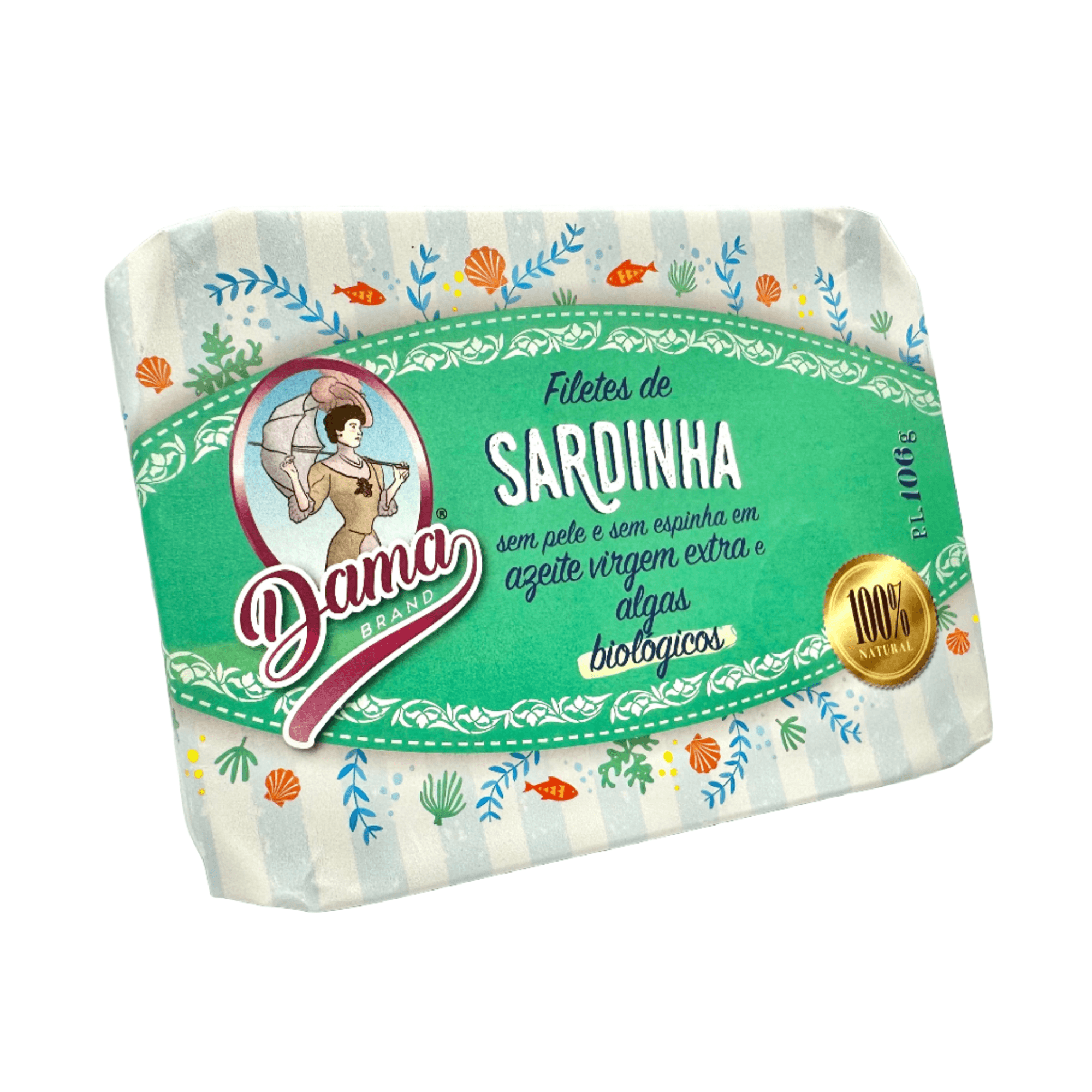 Sardine fillet in organic extra virgin olive oil with seaweed, skinless & boneless (BIO) | Dama