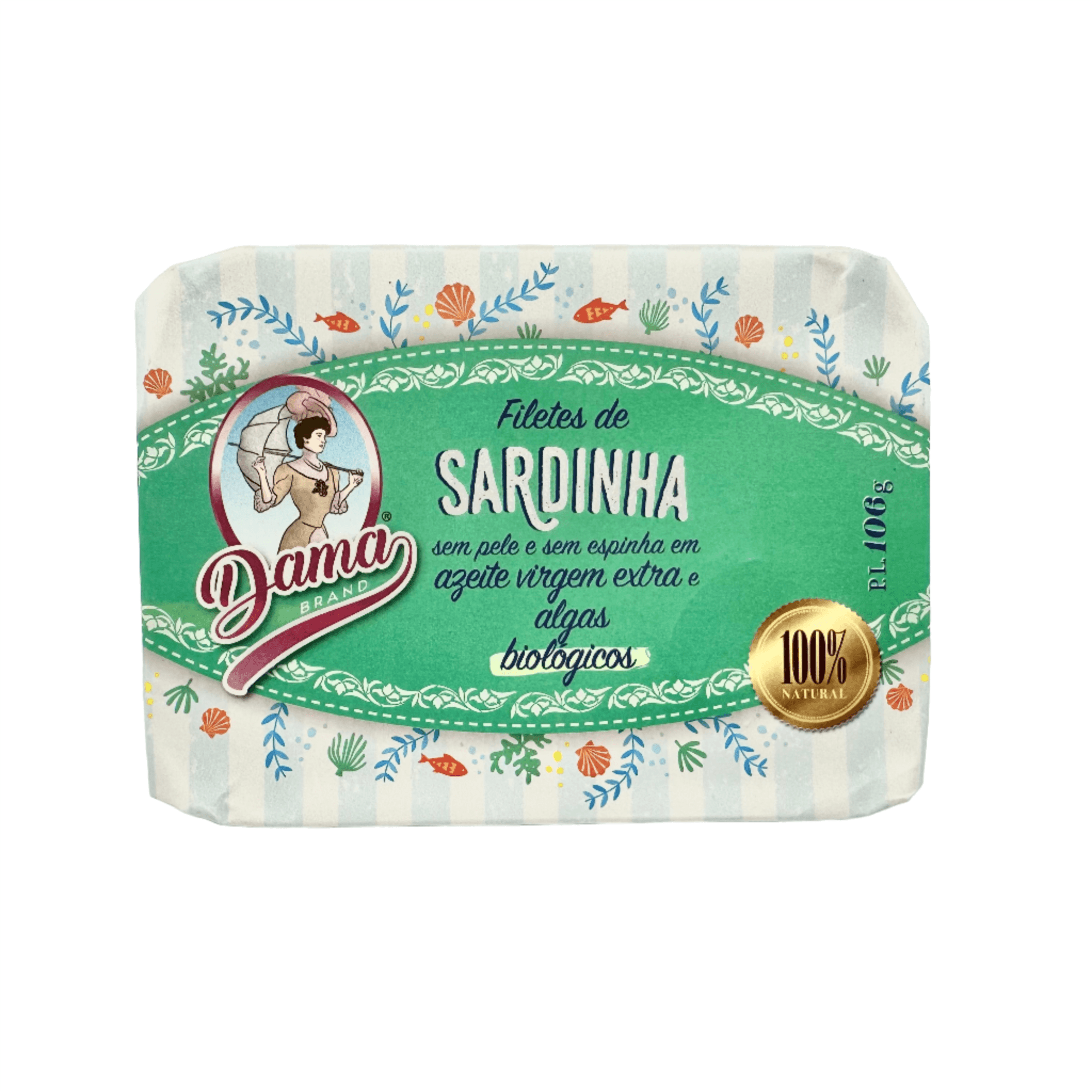 Sardine fillet in organic extra virgin olive oil with seaweed, skinless & boneless (BIO) | Dama