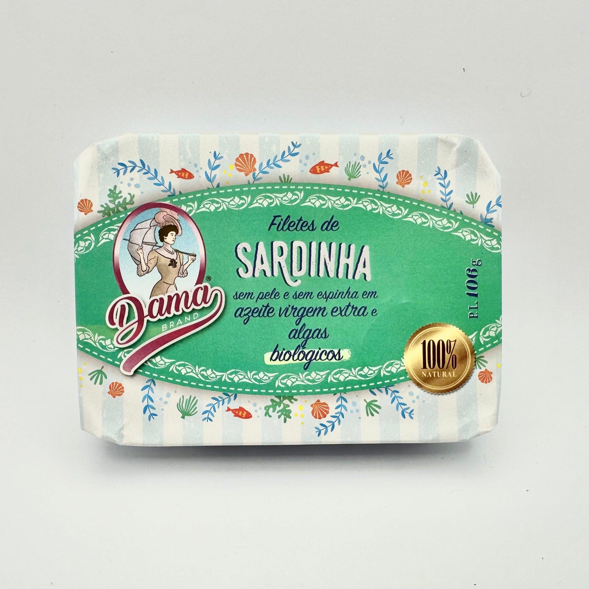 Sardine fillet in organic extra virgin olive oil with seaweed, skinless & boneless (BIO) | Dama